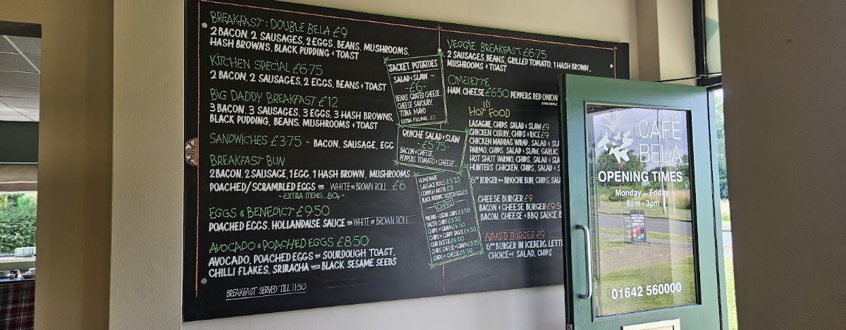 Café Bela menu board