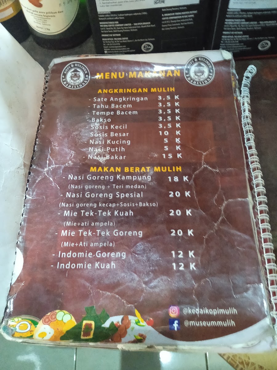 Museum MULIH (Musang Luwak Indonesia Harum) menu board