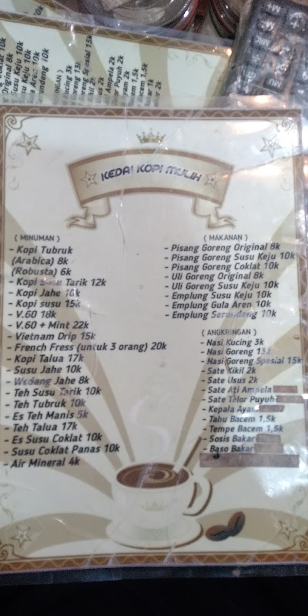 Museum MULIH (Musang Luwak Indonesia Harum) menu board