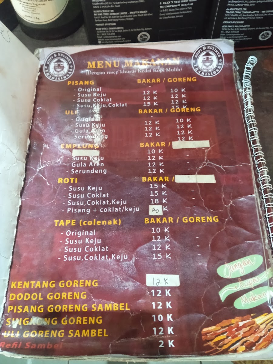 Museum MULIH (Musang Luwak Indonesia Harum) menu board