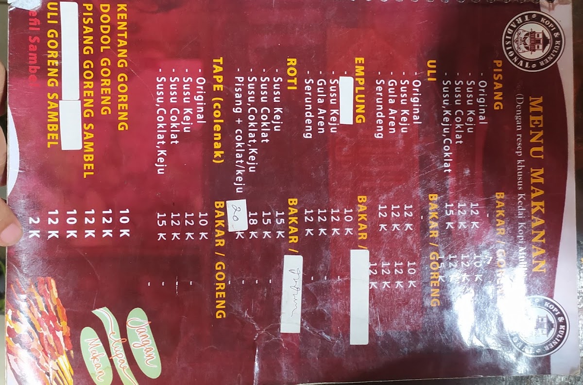 Museum MULIH (Musang Luwak Indonesia Harum) menu board