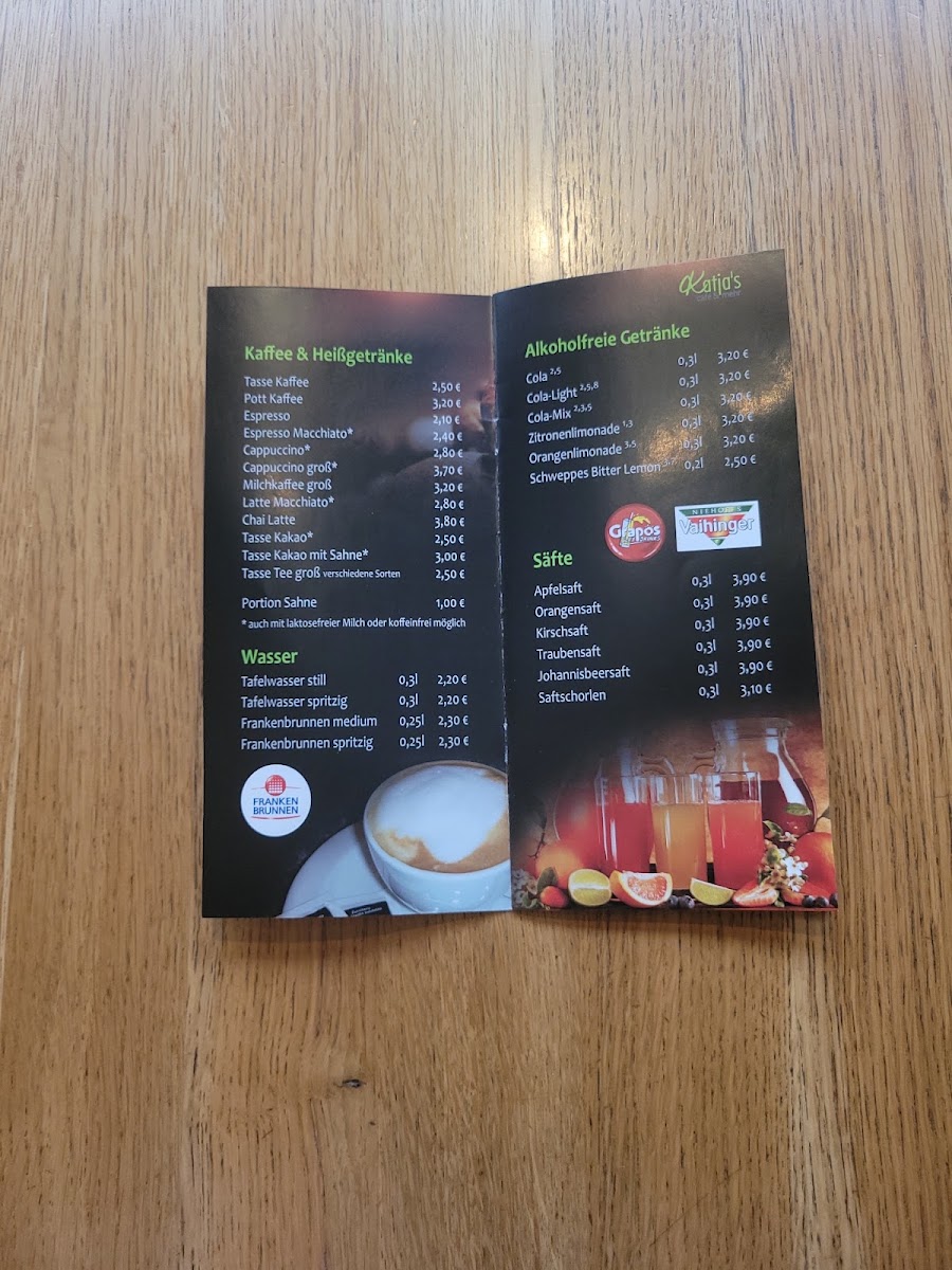 Katja's cafe & mehr menu board