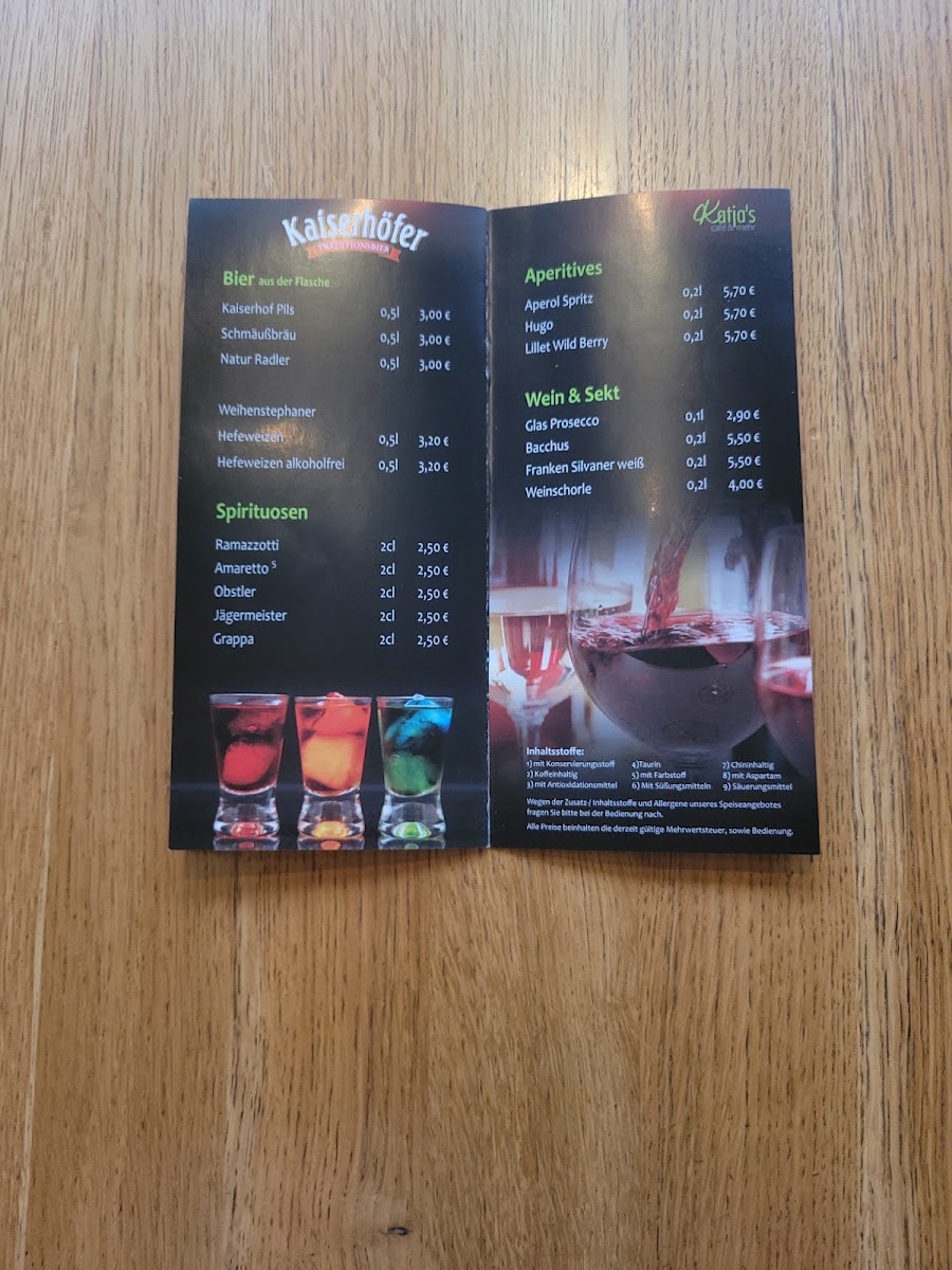 Katja's cafe & mehr menu board