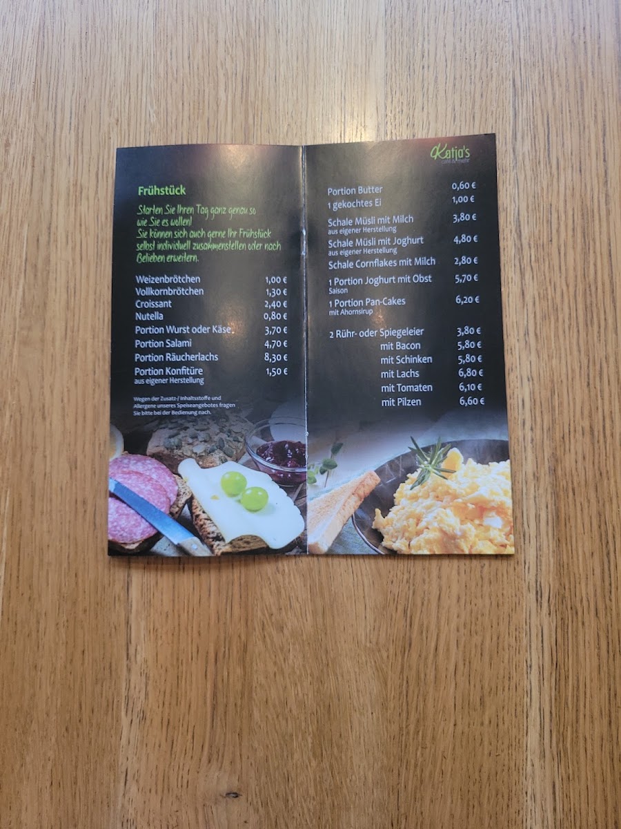 Katja's cafe & mehr menu board