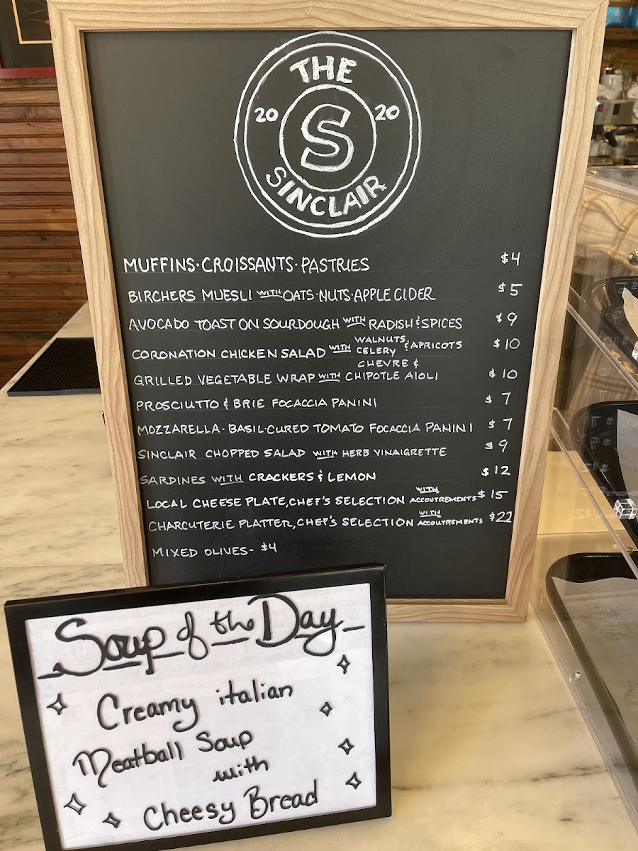 The Sinclair menu board