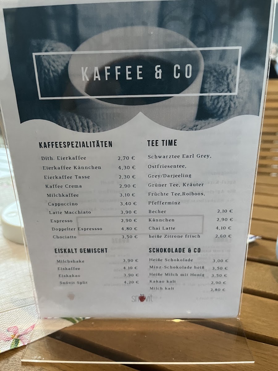 Snövit Café & kleine Schätze menu board