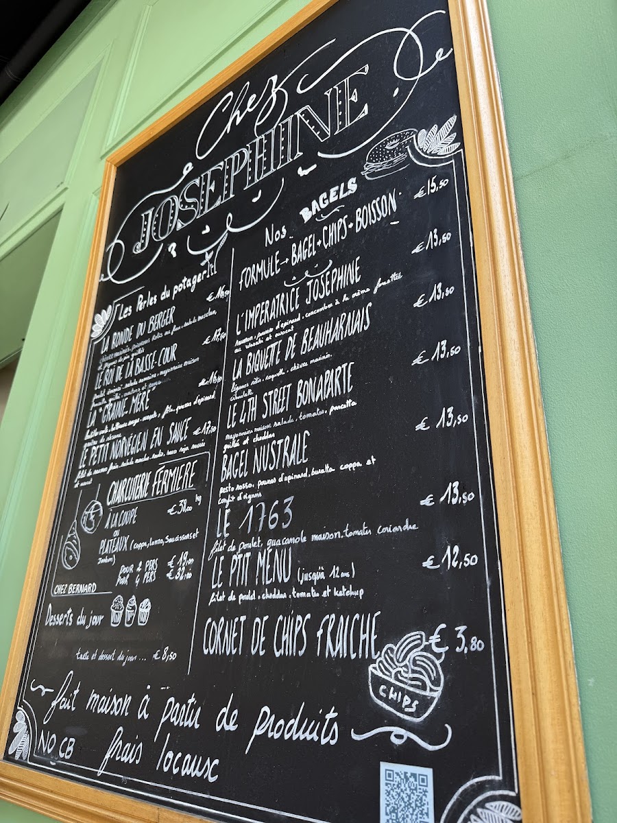 Chez Josephine menu board