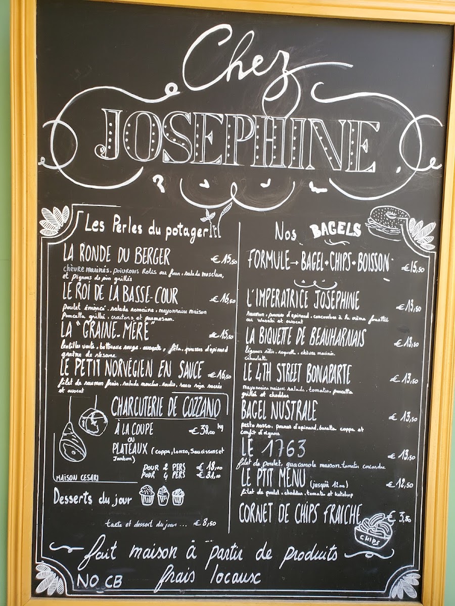 Chez Josephine menu board