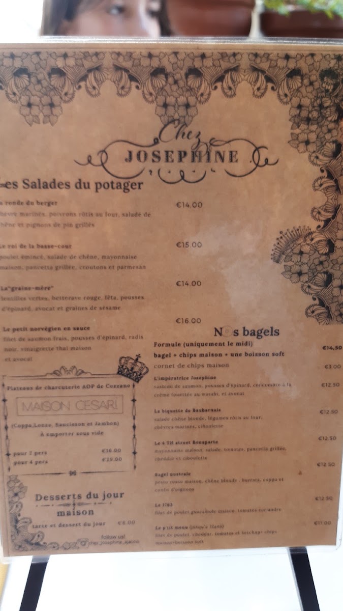 Chez Josephine menu board