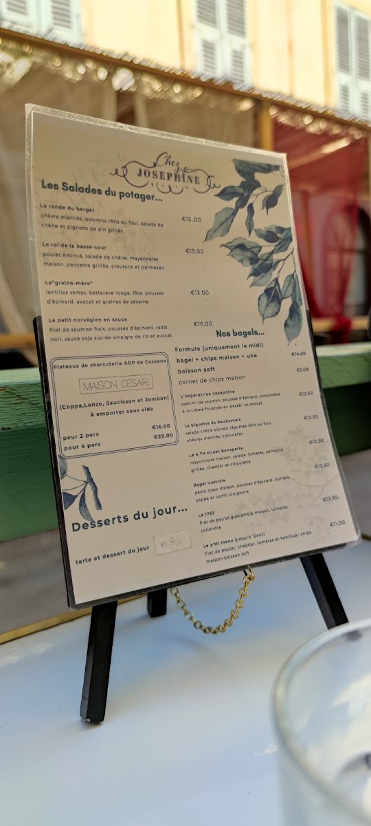 Chez Josephine menu board