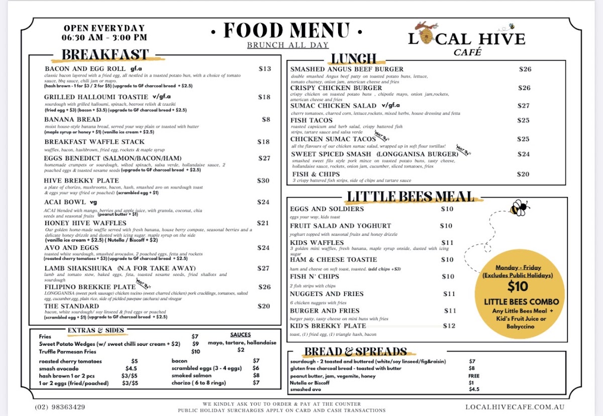 The Local Trade menu board