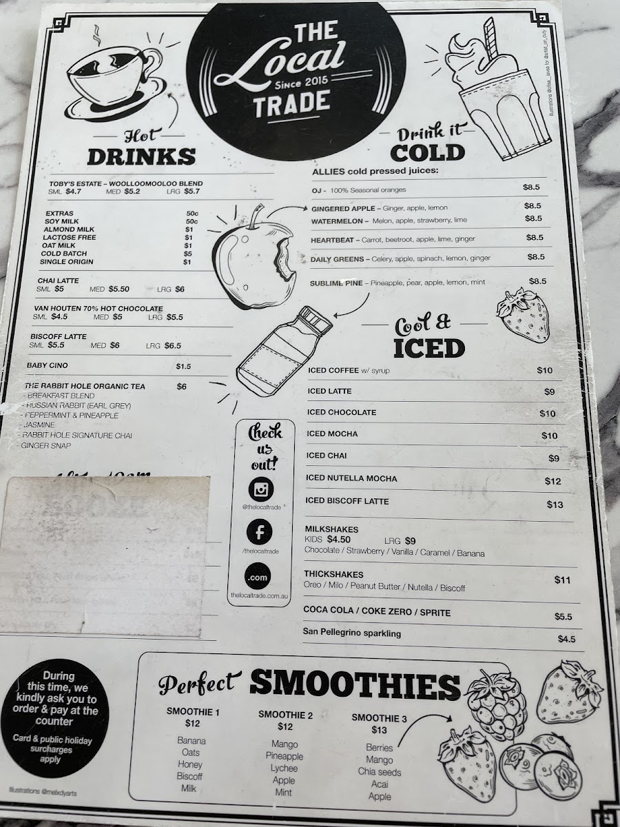 The Local Trade menu board