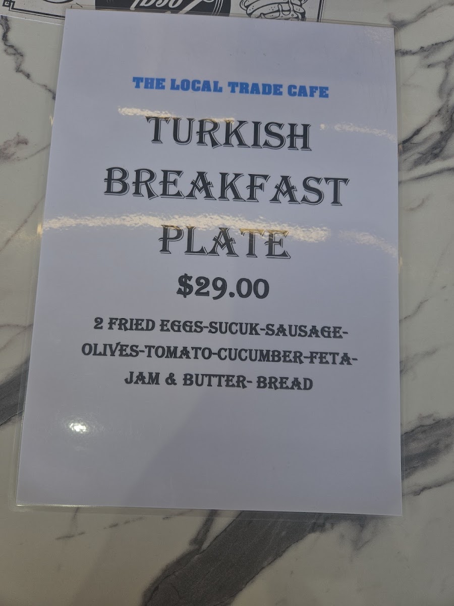 The Local Trade menu board