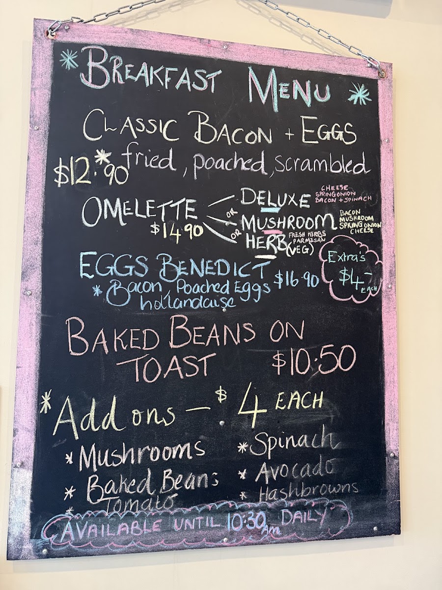 Ciccone's Cafe menu board