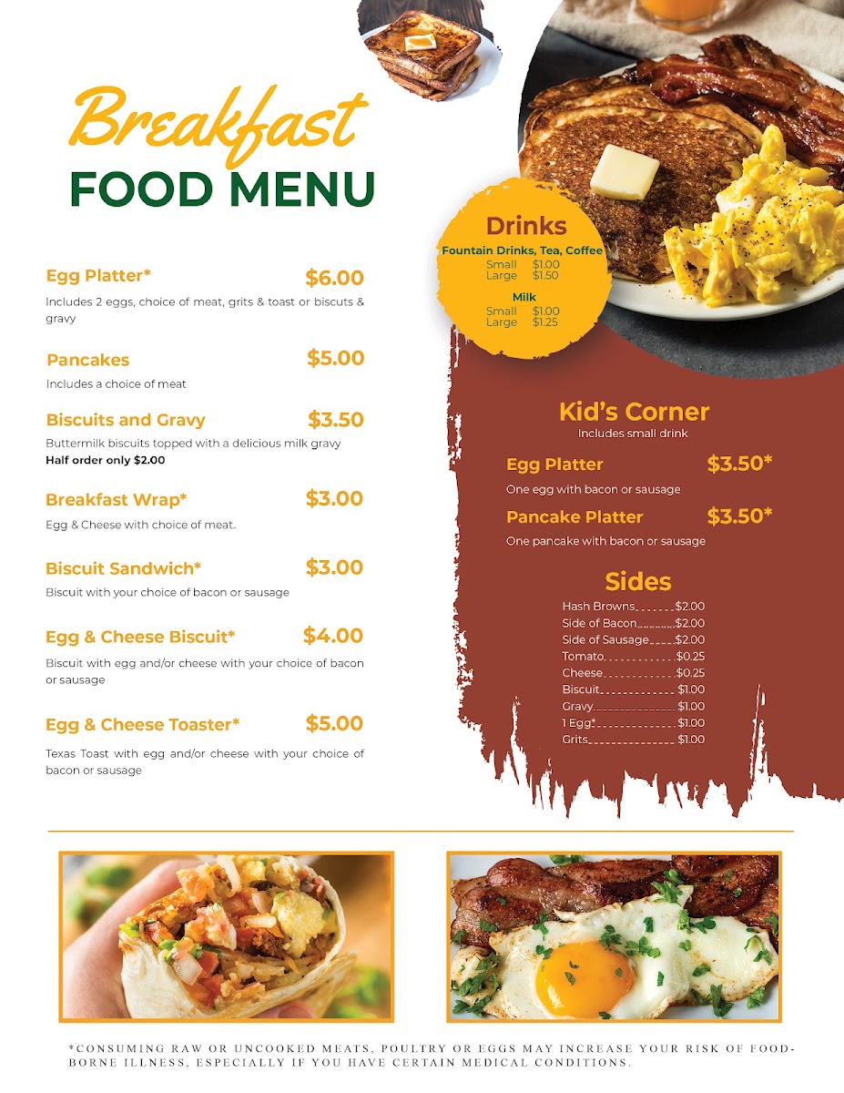 Mountain Lakes Country Cafe menu board