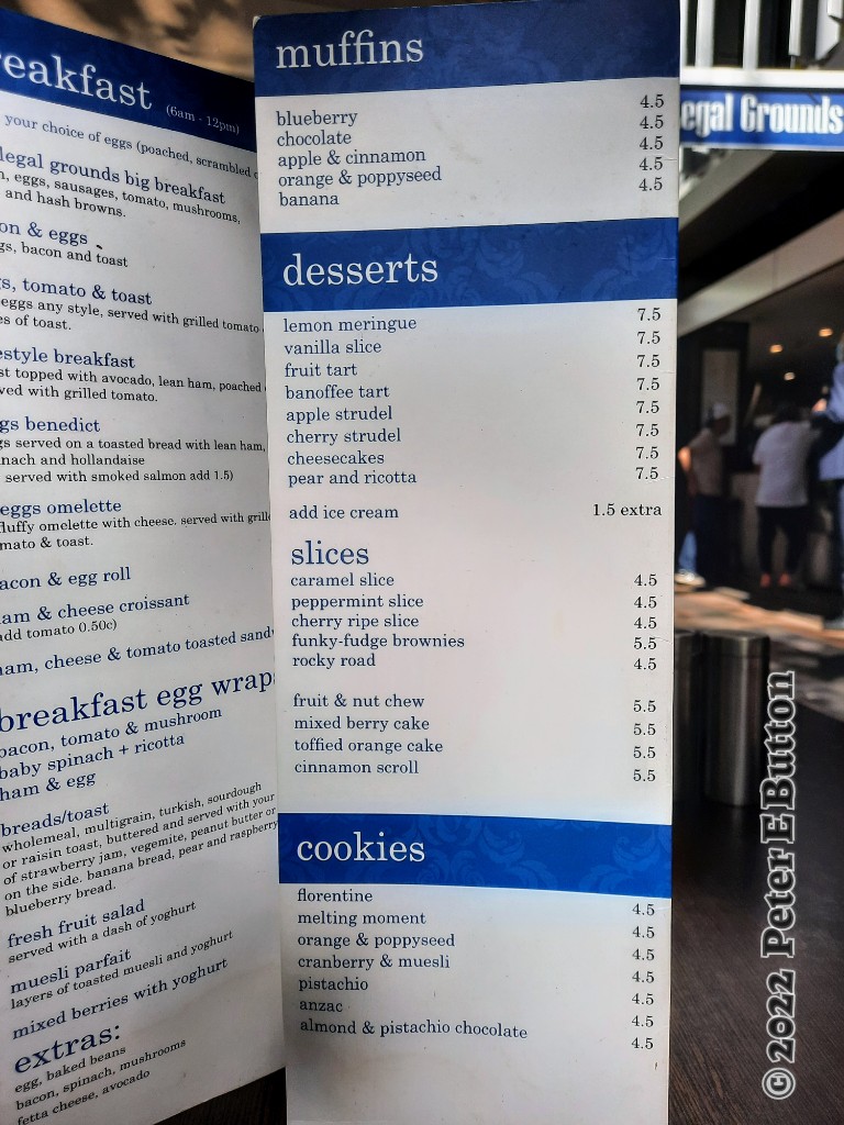Legal Grounds Cafe menu board