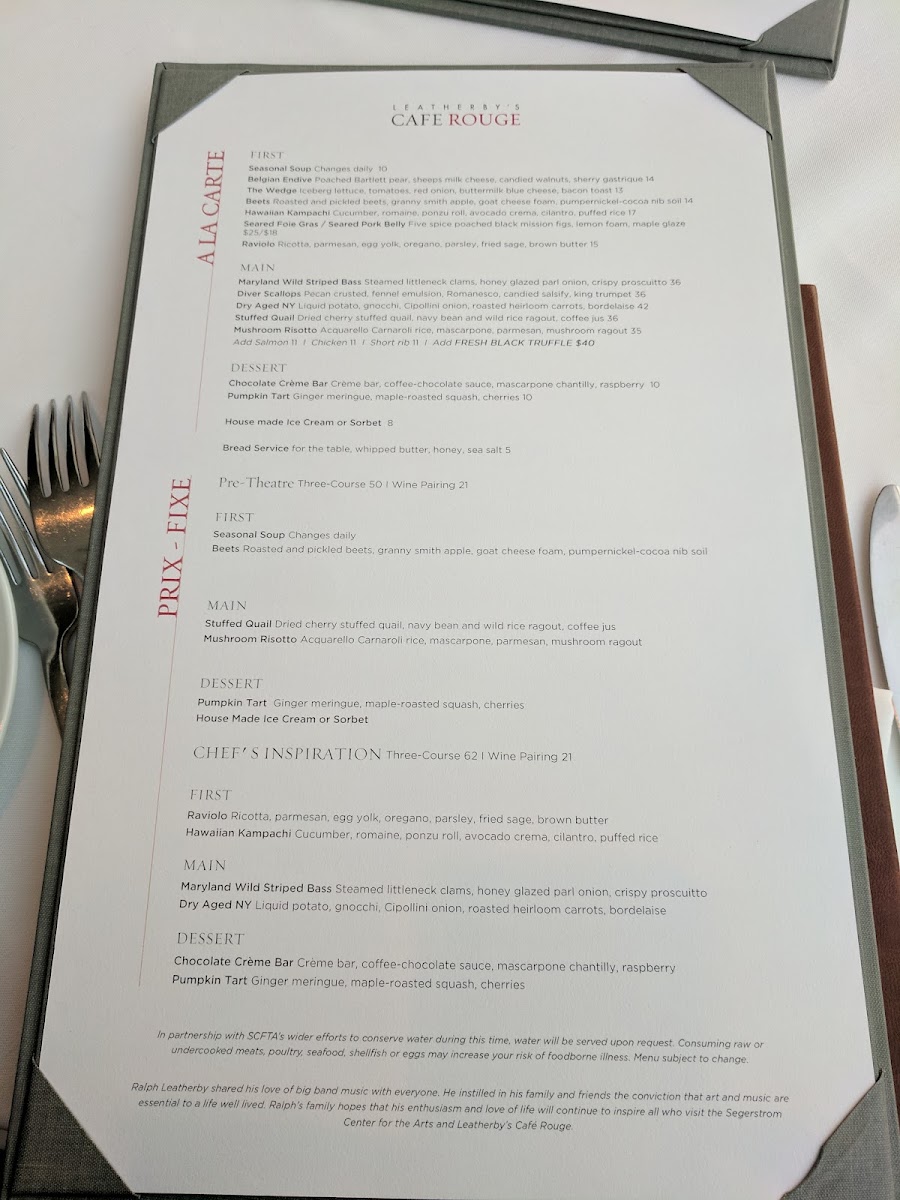 Leatherby's Cafe Rouge menu board
