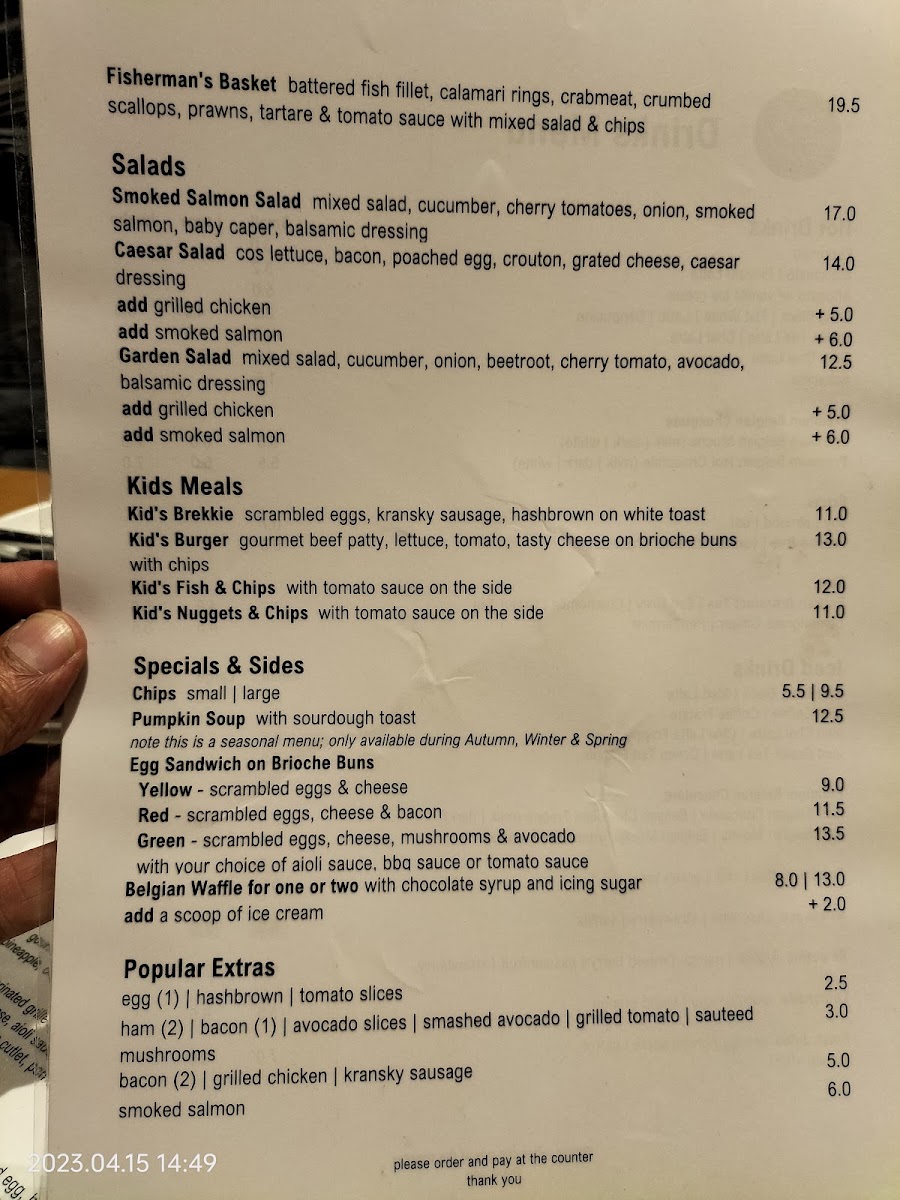 Caffe Cherry Beans Ashfield menu board