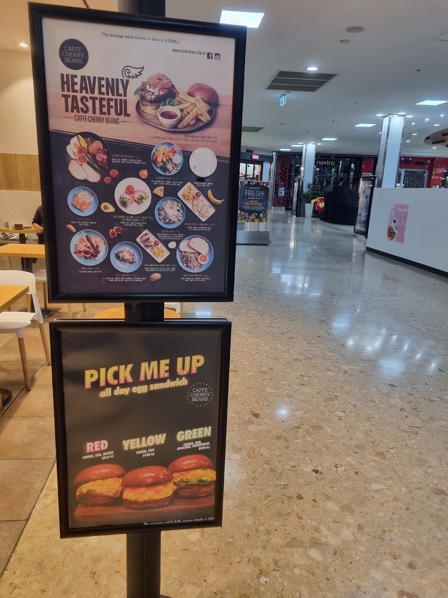 Caffe Cherry Beans Ashfield menu board