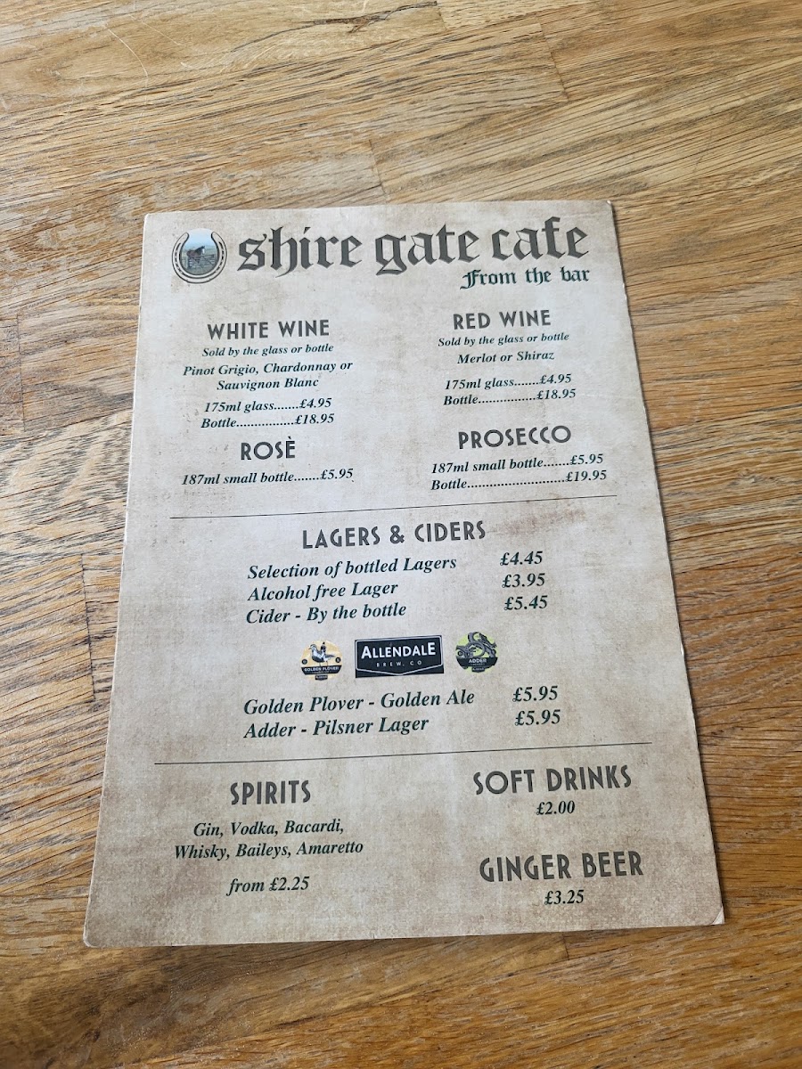 Shire Gate Cafe menu board
