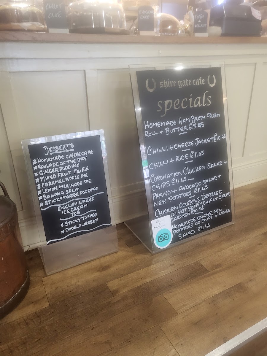 Shire Gate Cafe menu board