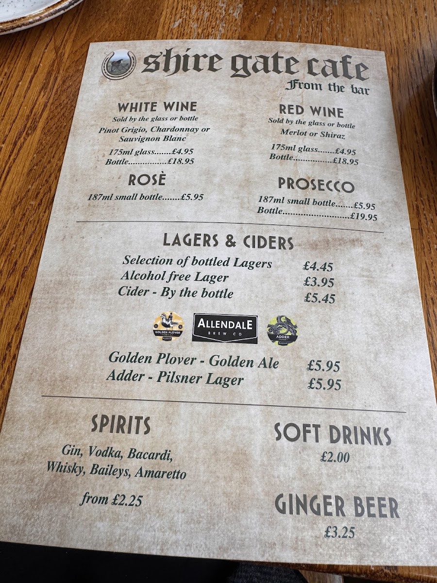 Shire Gate Cafe menu board
