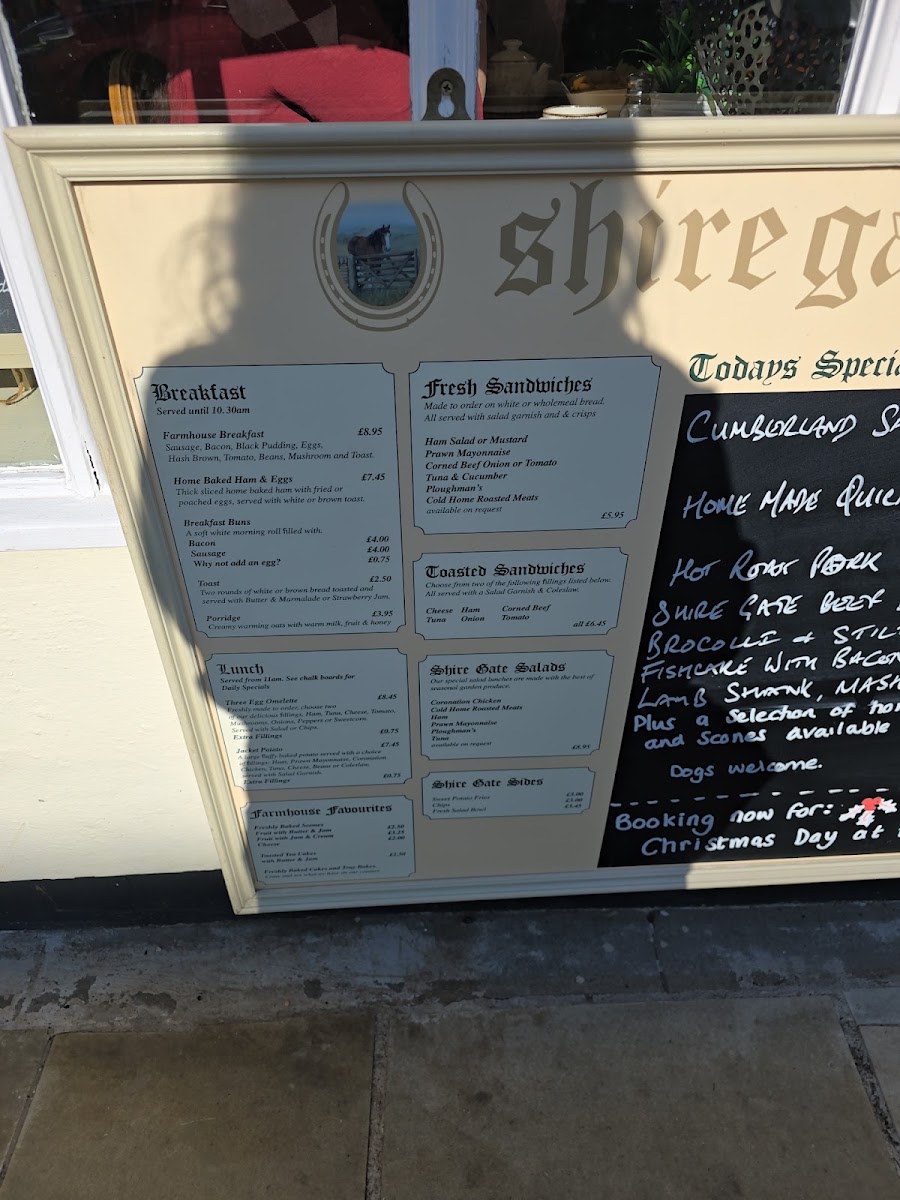 Shire Gate Cafe menu board