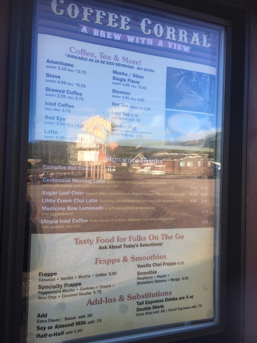 Coffee Corral menu board