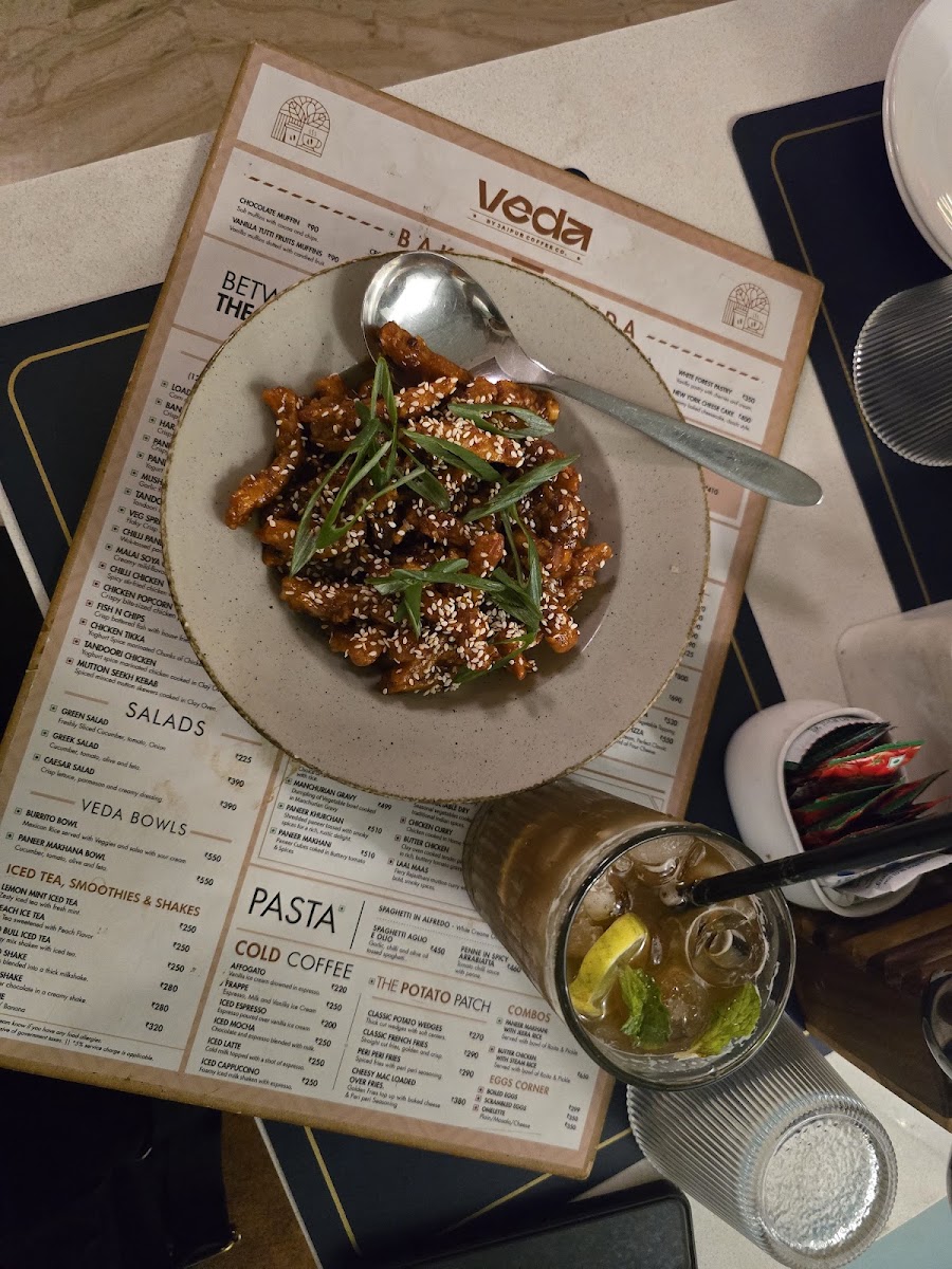 Veda Coffee House menu board