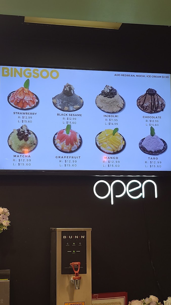 Bingsoo House menu board