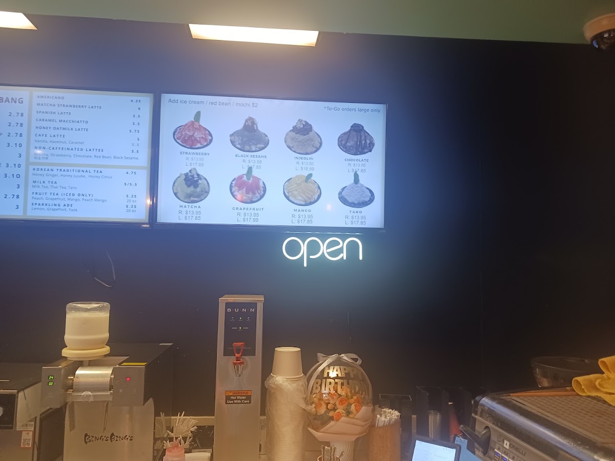 Bingsoo House menu board