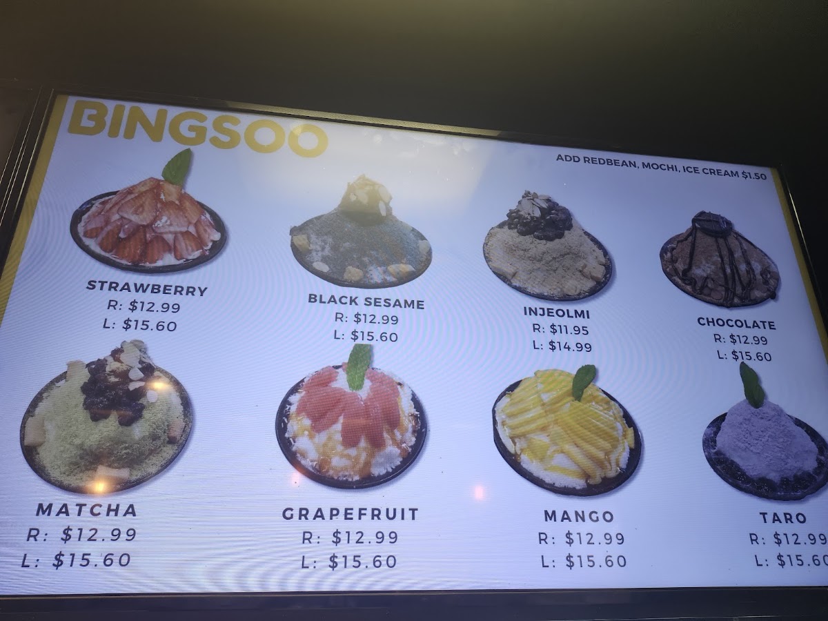 Bingsoo House menu board