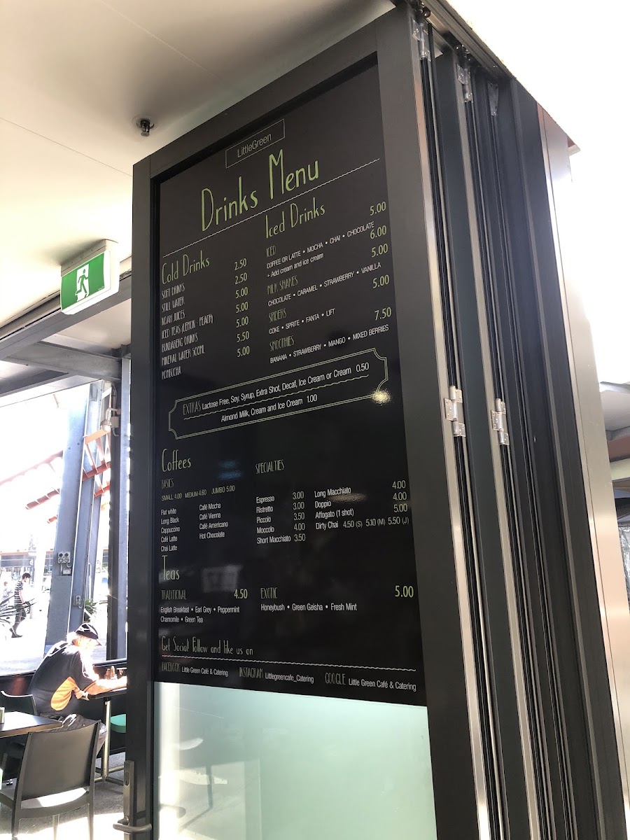 Little Green Cafe menu board