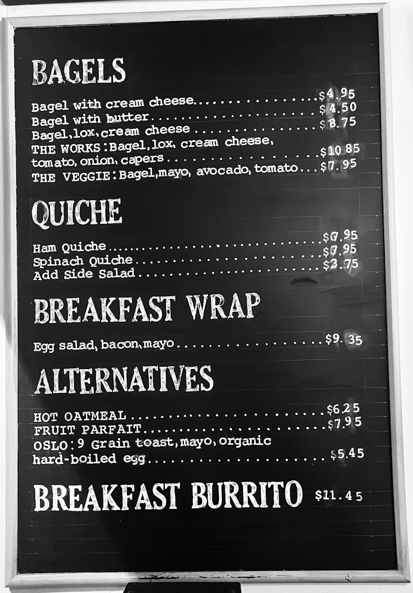 Waterlily Cafe menu board