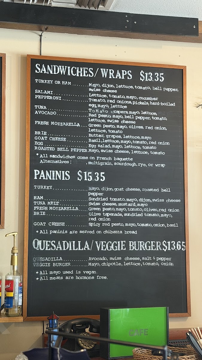 Waterlily Cafe menu board