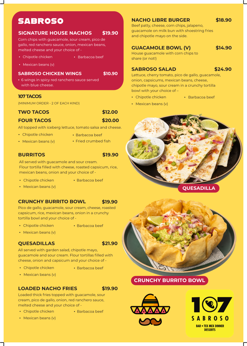107 Coffee Terminal / Sabroso Spring Mountain menu board