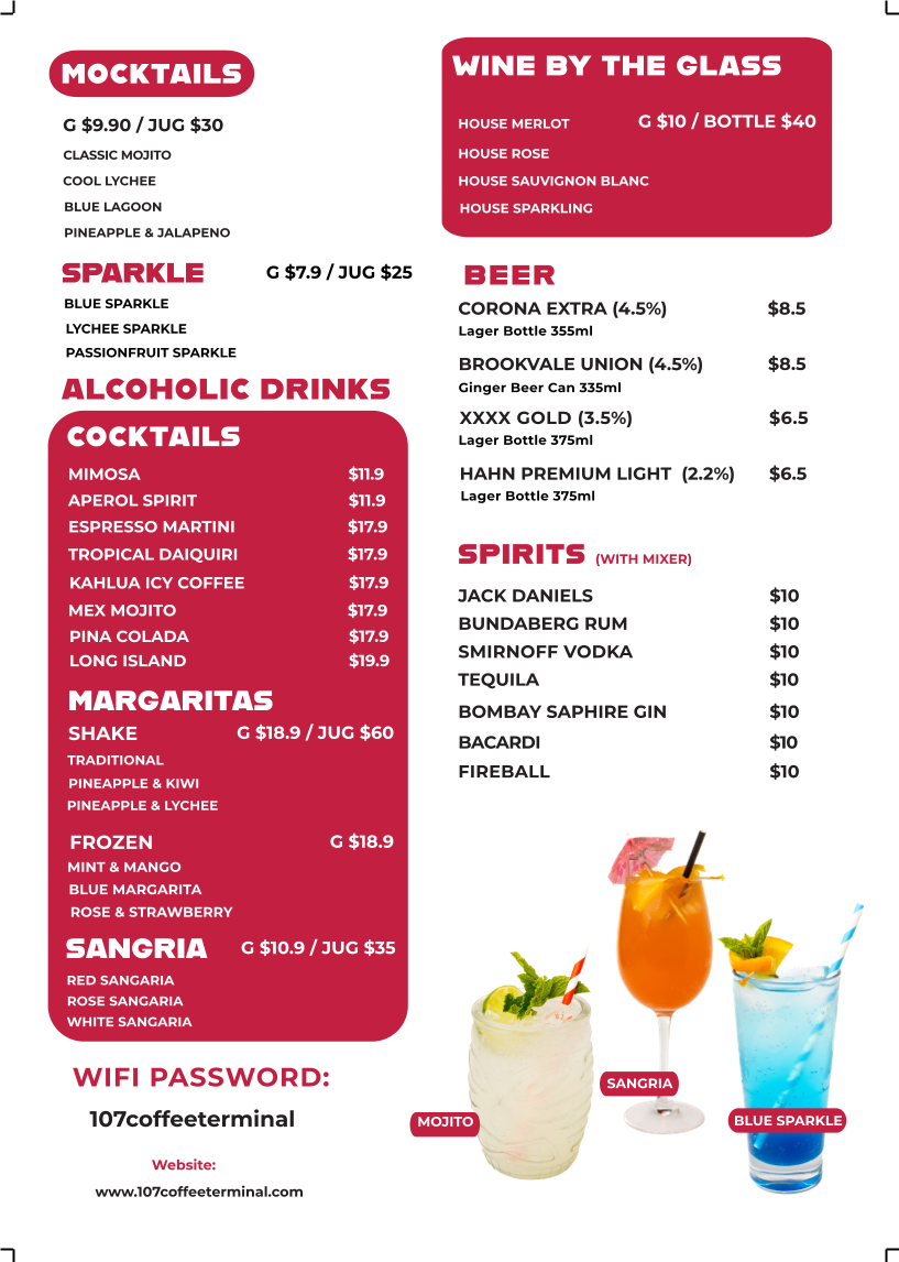 107 Coffee Terminal / Sabroso Spring Mountain menu board
