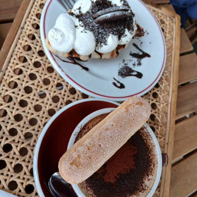Oreo Caramel Croffle and Tiramisu Latte