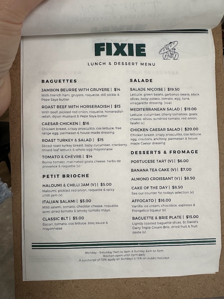 FIXIE menu board