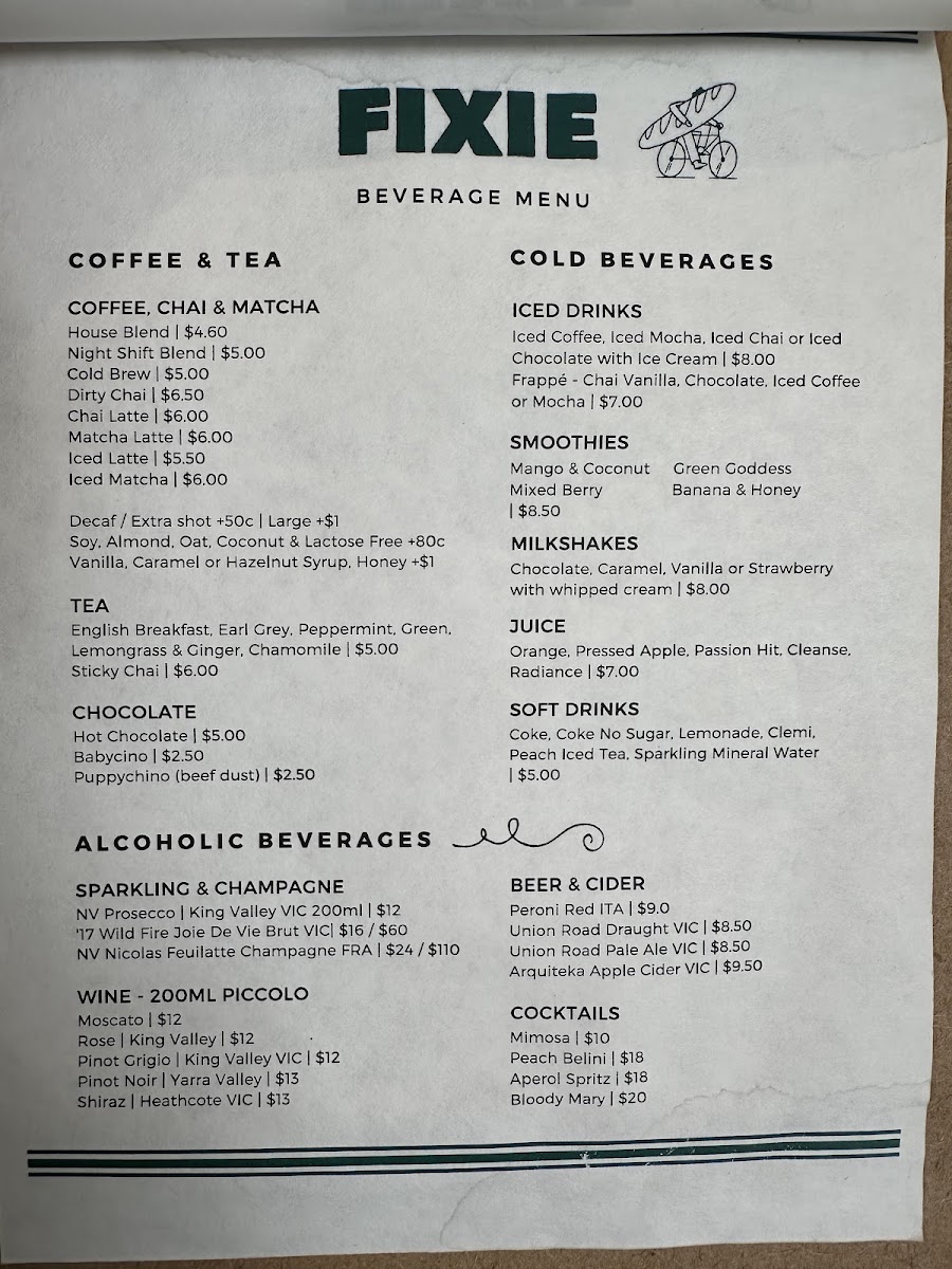 FIXIE menu board