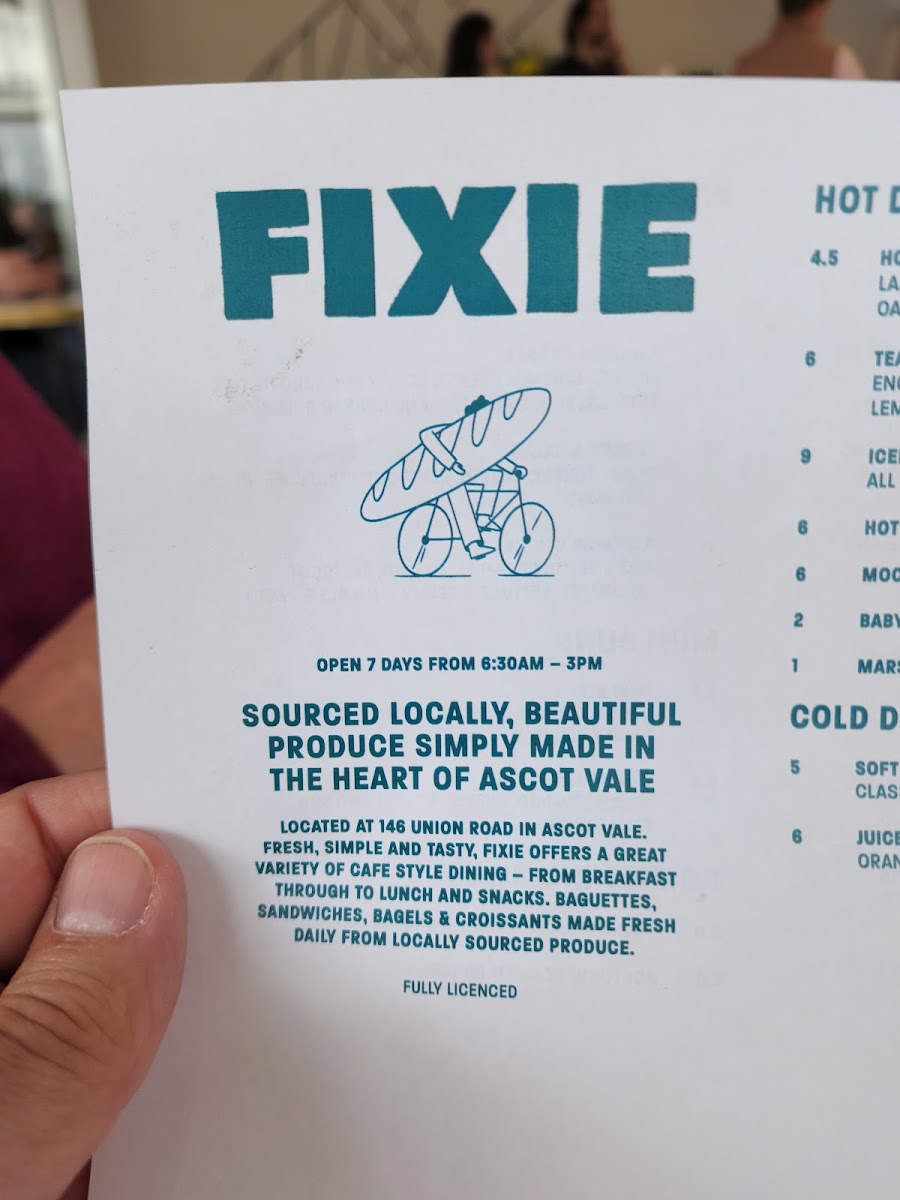 FIXIE menu board