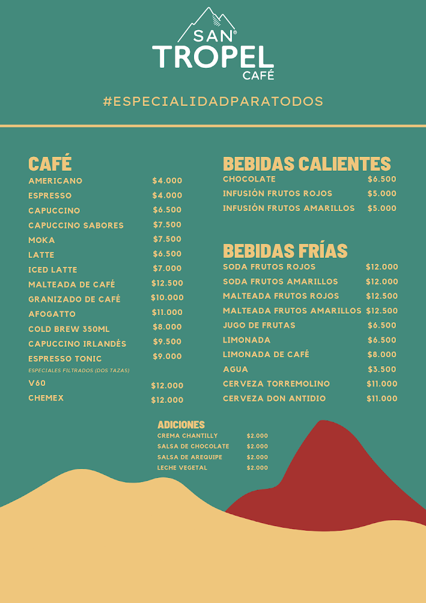 San Tropel Café menu board