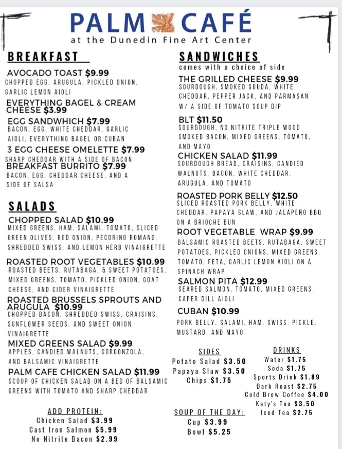 Palm Cafe menu board