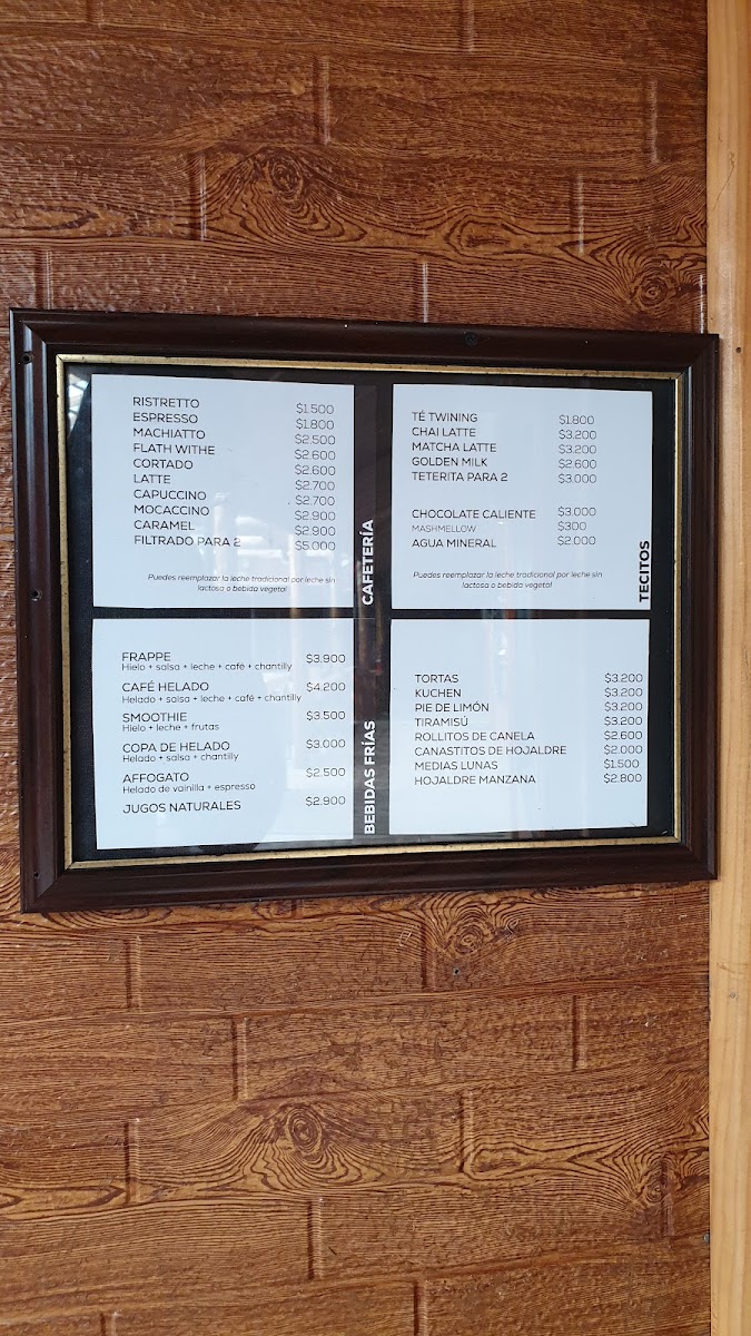 Café Baluarte menu board
