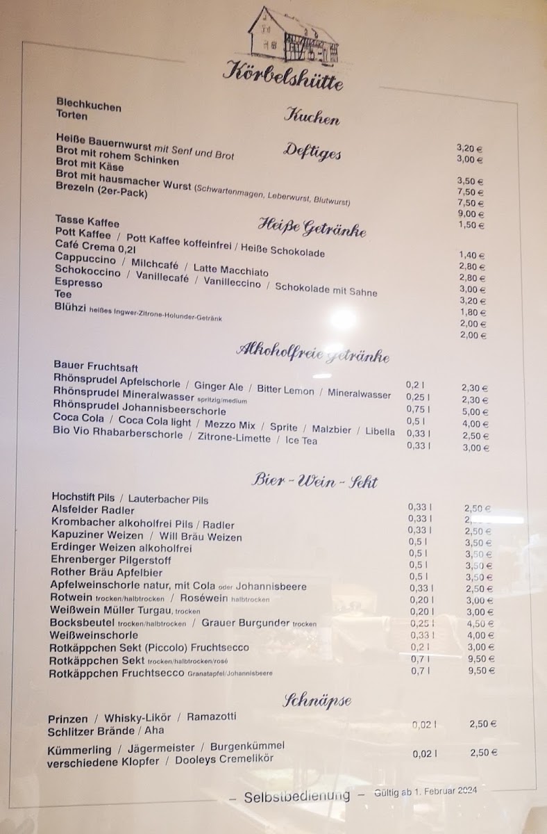 Körbelshütte menu board