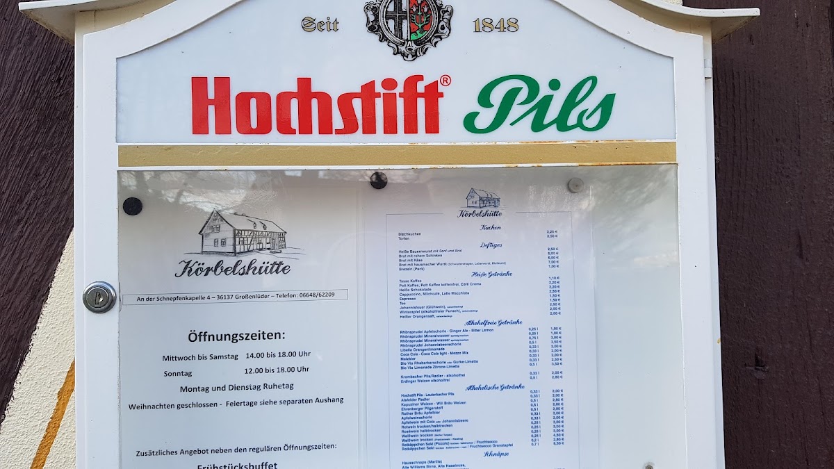 Körbelshütte menu board