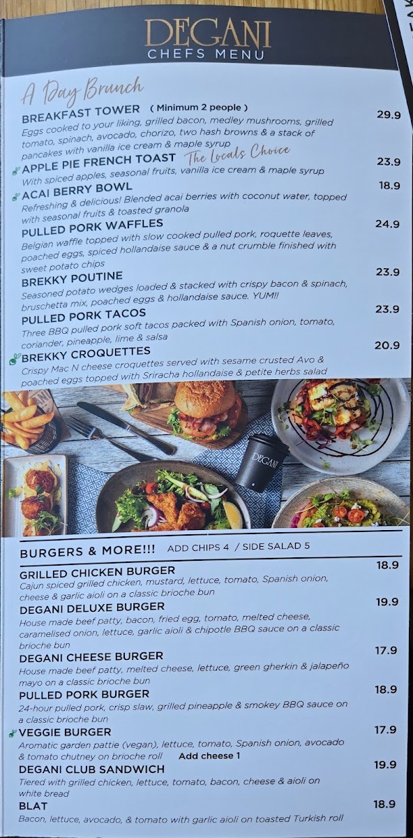 Degani Malvern East menu board