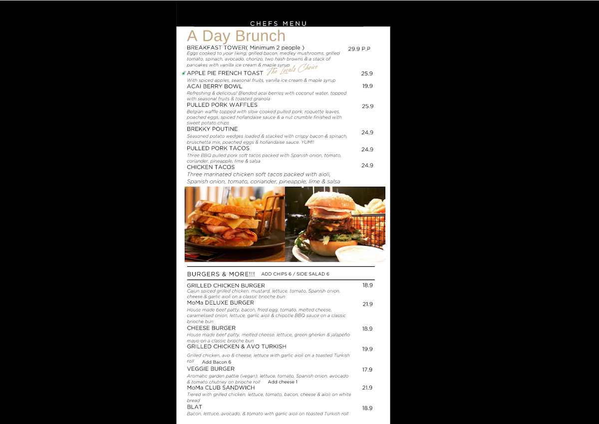 Degani Malvern East menu board