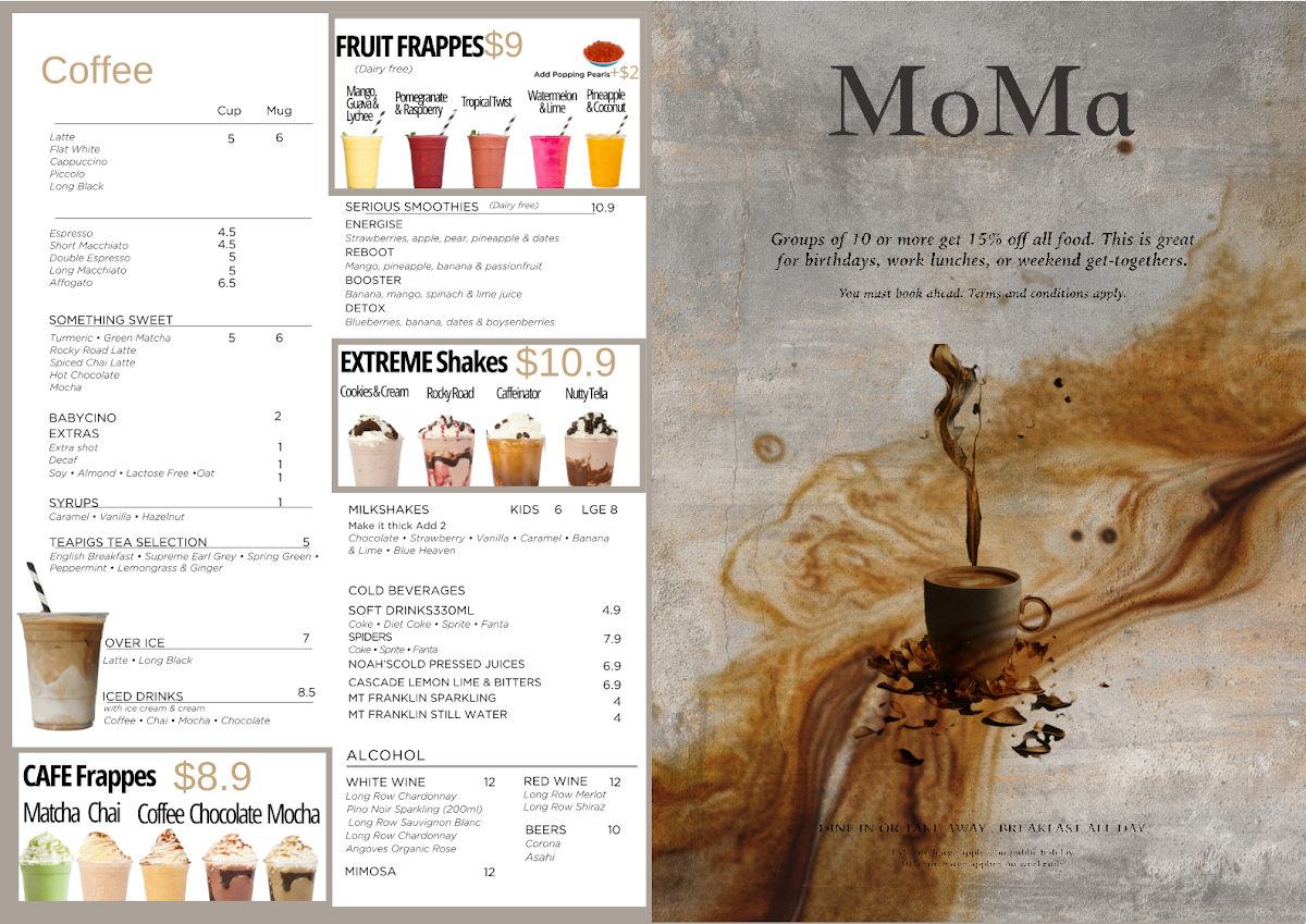 Degani Malvern East menu board