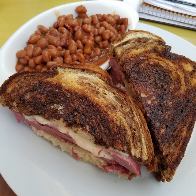 Corned Beef Reuben Sandwich with Baked Beans